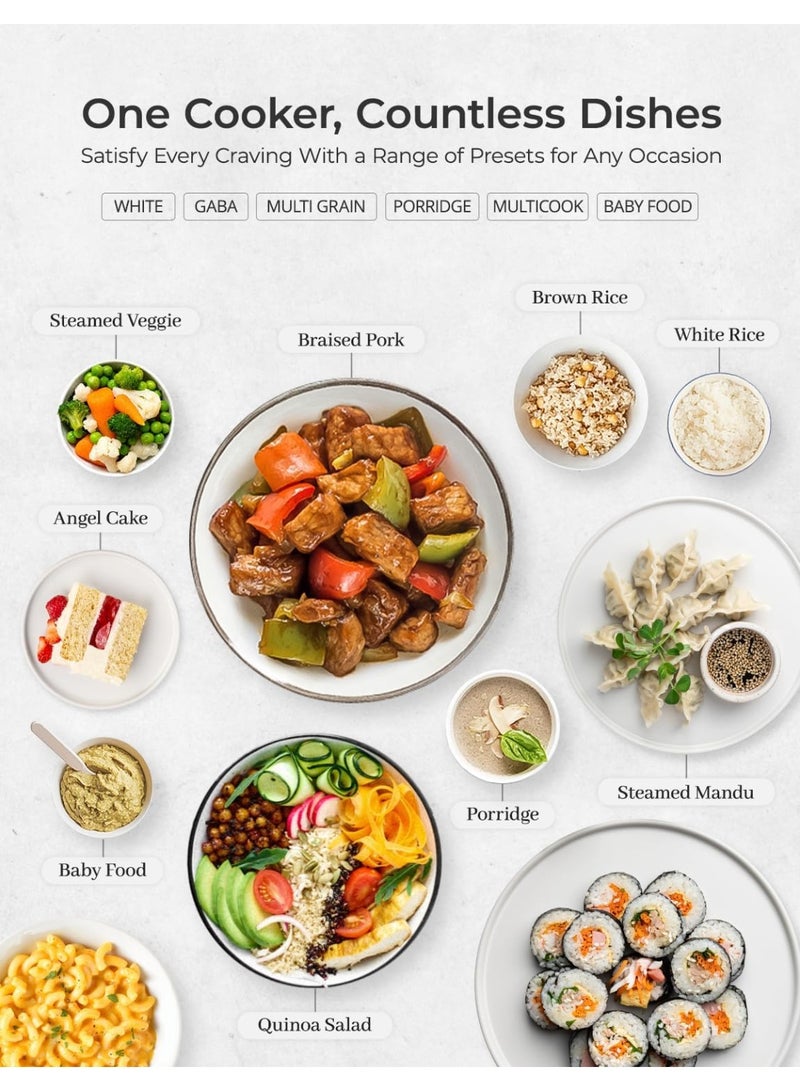 Cuckoo طباخ أرز كهربائي متعدد الوظائف سعة 2 لتر من كوكو | طباخ متعدد 580 واط مع 13 إعداد قائمة | يخدم من 2-6 أشخاص | CR-0675F أبيض - Image 4